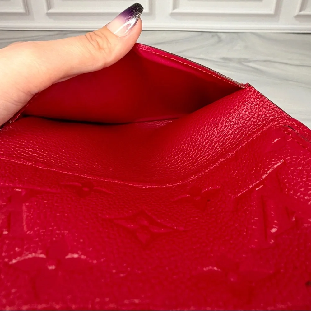Louis Vuitton Curieuse Red Monogram Empreinte Leather Compact Wallet